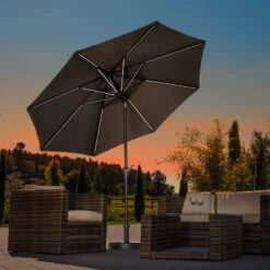 Schneider Sonnenschirm 'Blacklight' Mit LEDs, Anthrazit, Ø 270 Cm