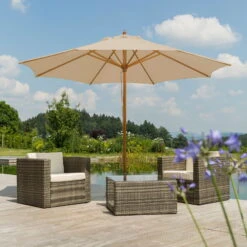 Mittelstockschirm 'Malaga', Ø Ca. 300 Cm, Natur