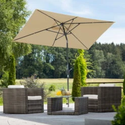 Mittelstockschirm 'Tunis', Ca. 270 X 150 Cm, Natur