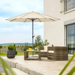 Sonnenschirm 'Adria', Ø 350 Cm, Natur