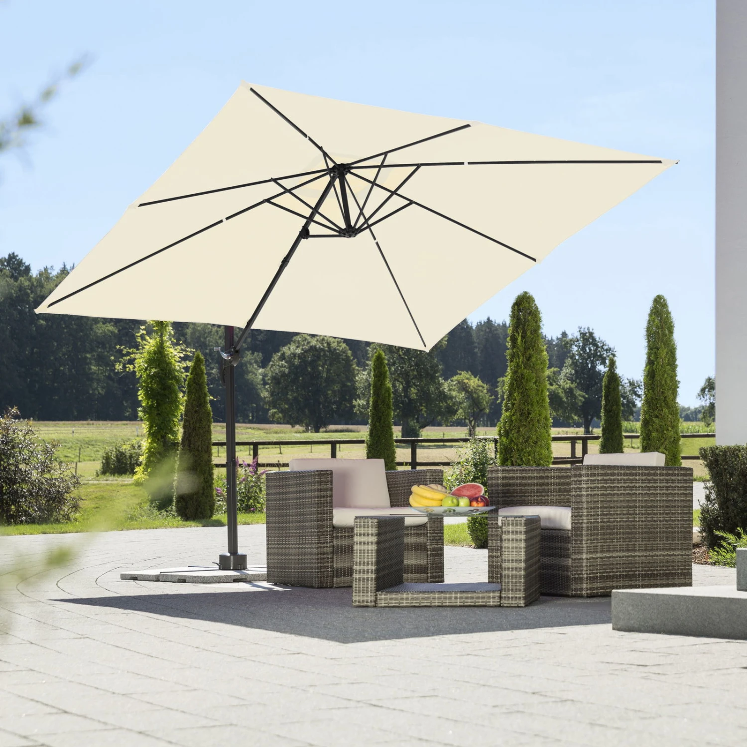 Sonnenschirm 'Rhodos Junior', 270 X 270 Cm, Natur