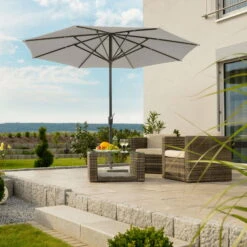 Mittelstockschirm 'Korsika', Ø Ca. 320 Cm, Silbergrau